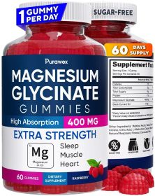 Magnesium Glycinate Gummies 400mg High Absorption Magnesium Supplement for Adults and Kids Sugar Free Gelatin Free Vegan Friendly Non GMO 60 Days