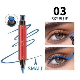 Color Double-headed Triangle Stamp Eyeliner Waterproof Non-smudge Eyeliner Liquid Pen for All Eye Shapes (Color: 03)