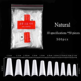 500Pcs 10 Size Bagged Fake False Nails Half French Acrylic ABS Manicure Fingers Toes Set (Color: White)